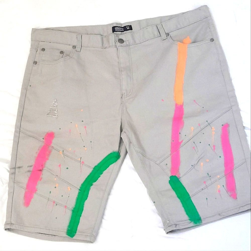 BIG & TALL CALIFORNIA REPUBLIC SHORT JEANS SIZE: 48 COLOR: GREY,ORANGE,GREEN,ET.